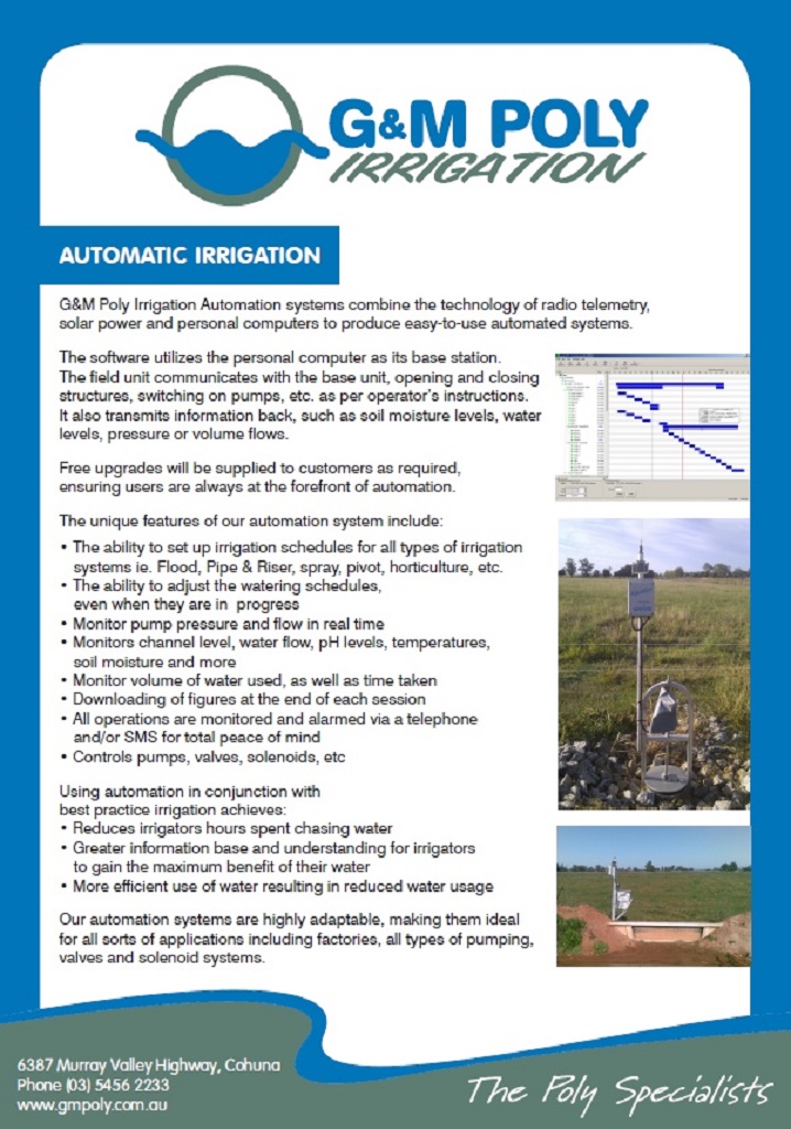 Automated irrigation - G&M Poly Irrigation